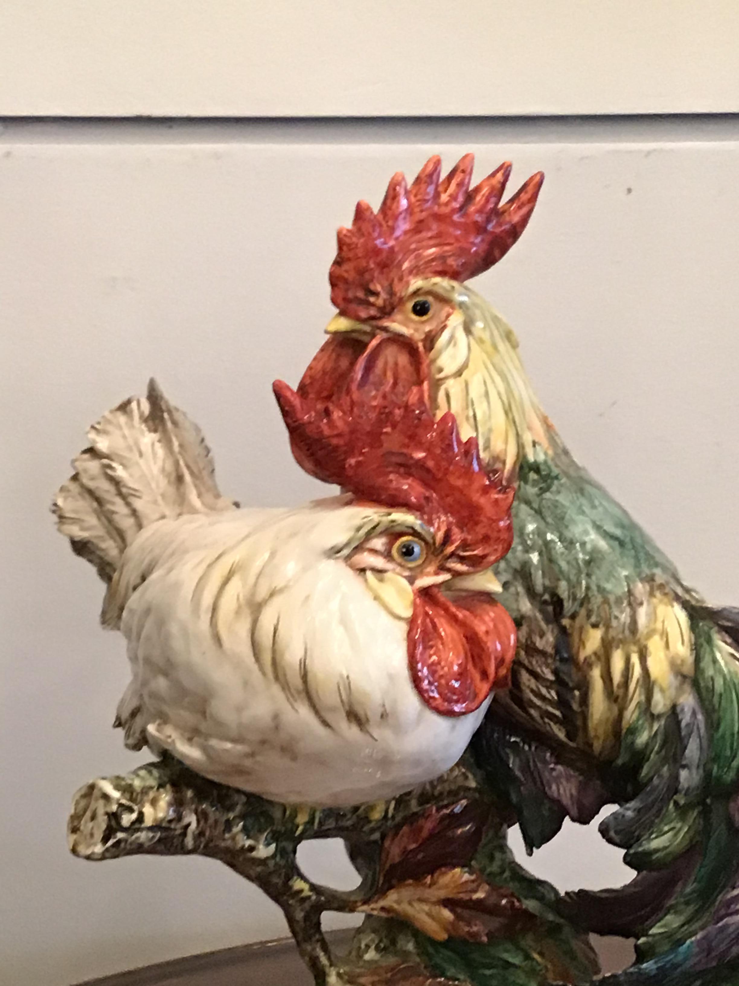 Guido Cacciapuoti Hahn und Henne Keramik:: 1940:: Italien 1