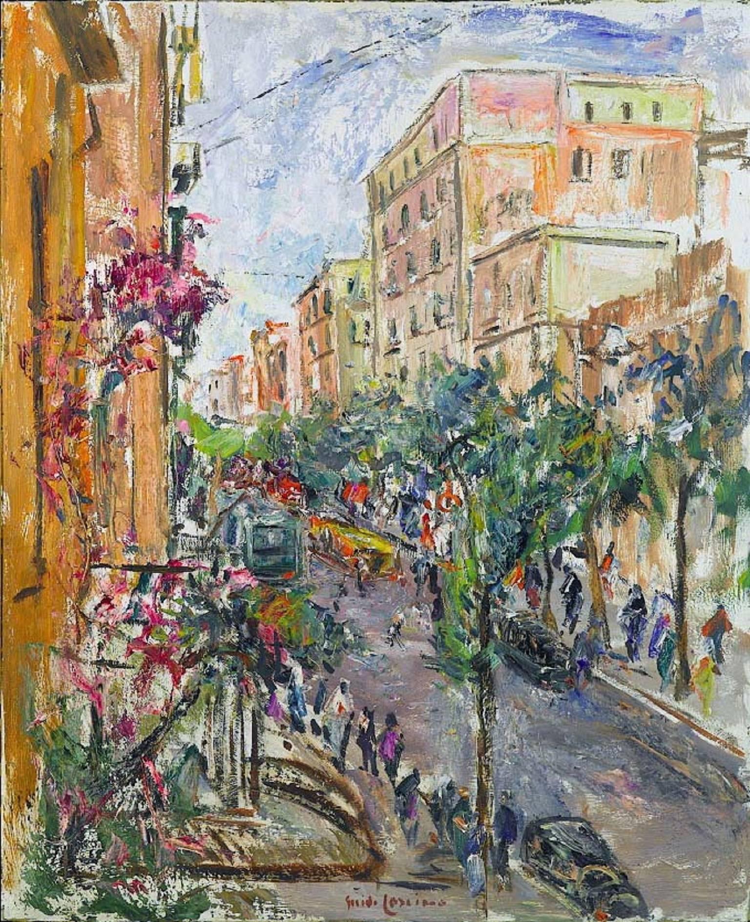 Vomero (Naples), 1920 cca. Italian Impressionist School Oil painting Landscape - Painting by Guido Casciaro