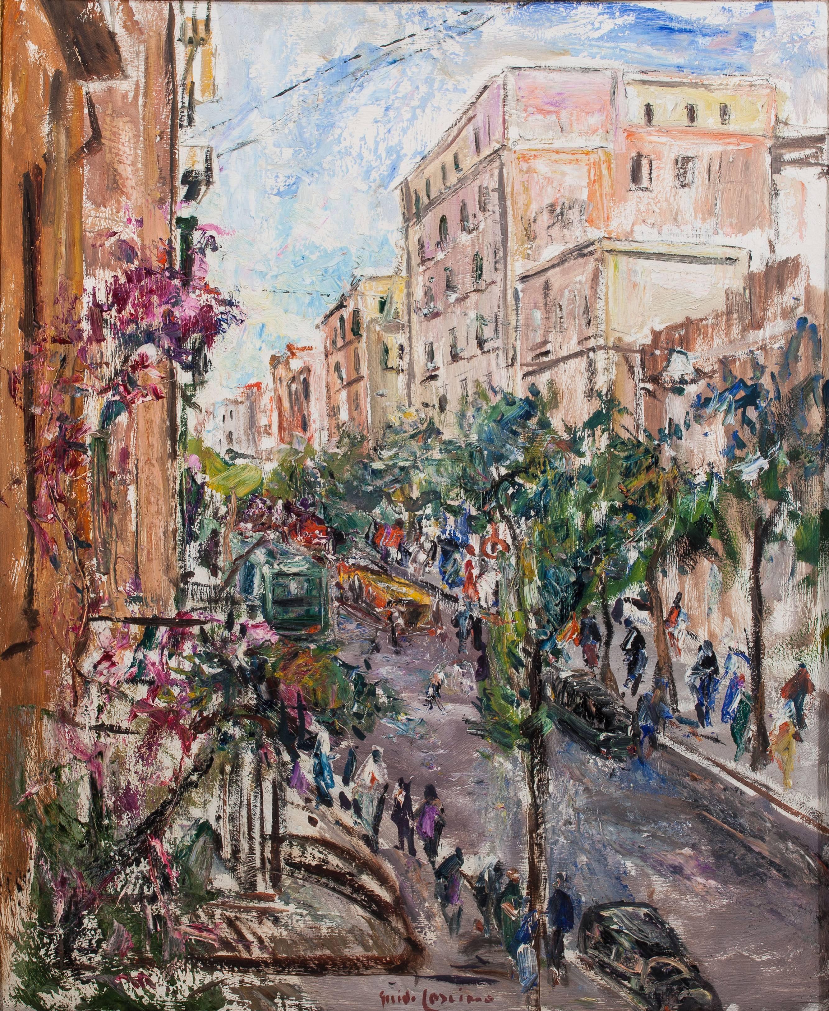 Guido Casciaro Landscape Painting - Vomero (Naples), 1920 cca. Italian Impressionist School Oil painting Landscape