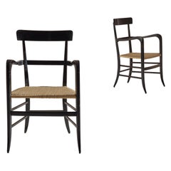 Guido Chiappe Beech and Cane Armchairs for Continental Hotel in Santa Margherita