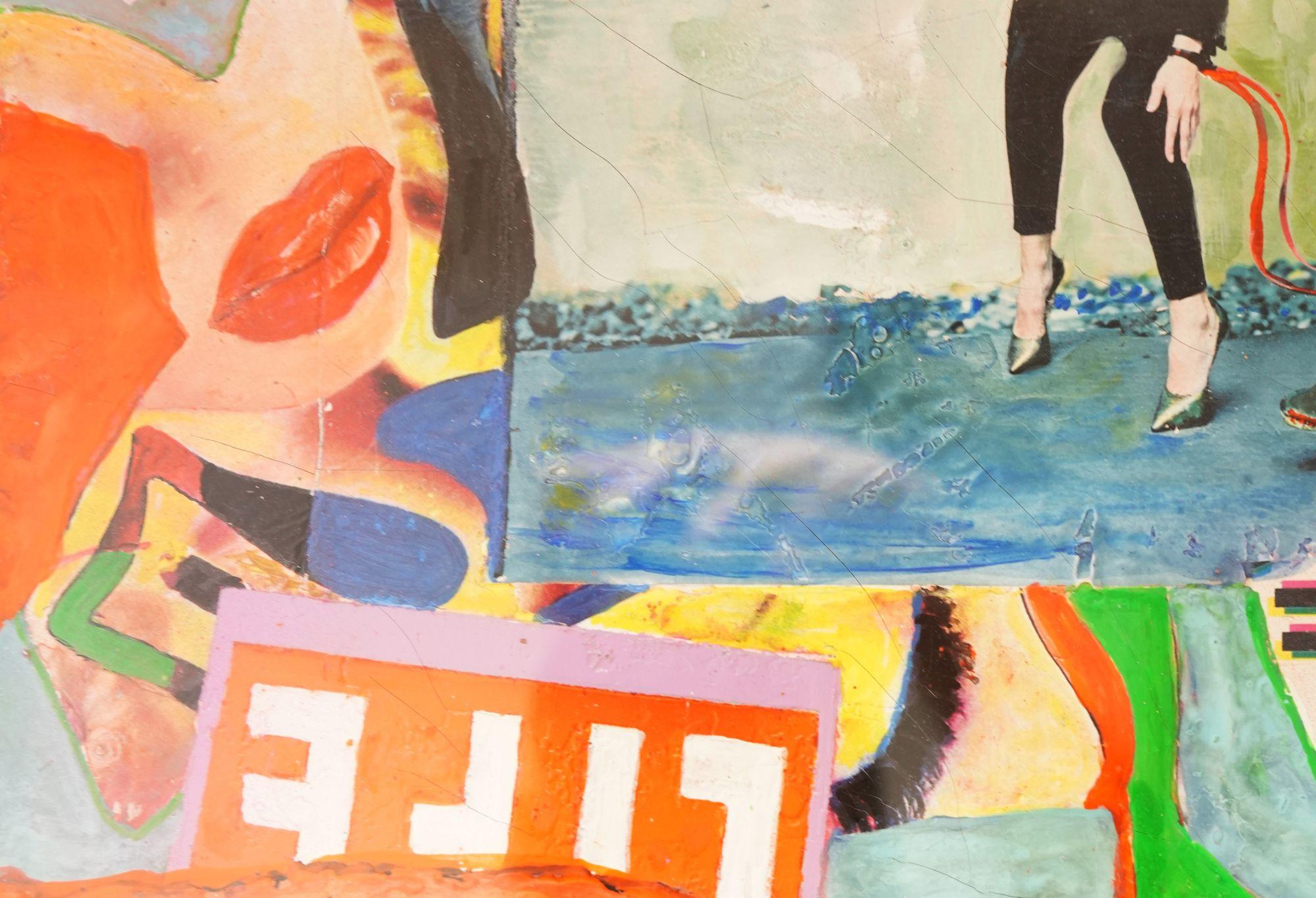 Guido Coletti: Collage in Mischtechnik (70er/80er Jahre) - Italienisch, Plexiglas (Leinwand) im Angebot