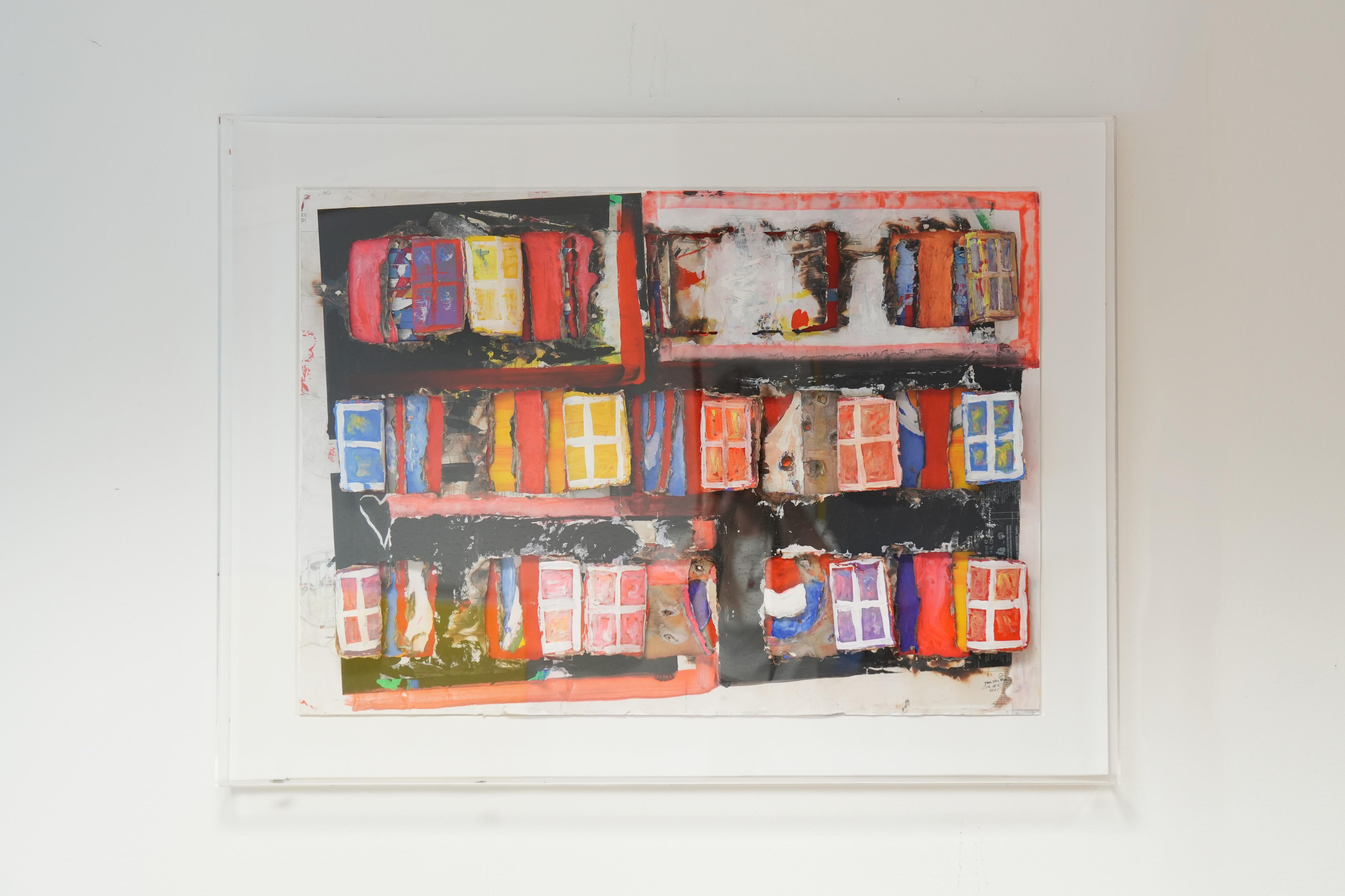 Fangen Sie die Essenz urbaner Lebendigkeit und abstrakter Formen mit diesem bemerkenswerten Mixed-Media-Kunstwerk des berühmten italienischen Künstlers Guido Coletti ein. Dieses Werk aus seiner unverwechselbaren 