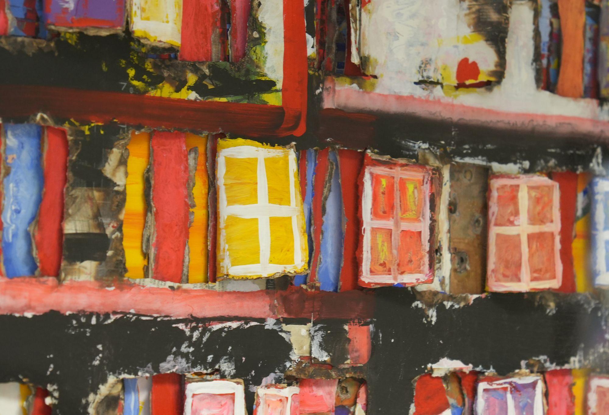 Guido Coletti: Mischtechnik 'Fassaden' (70er/80er Jahre) - Italienische Kunst, Plexiglas (Leinwand) im Angebot