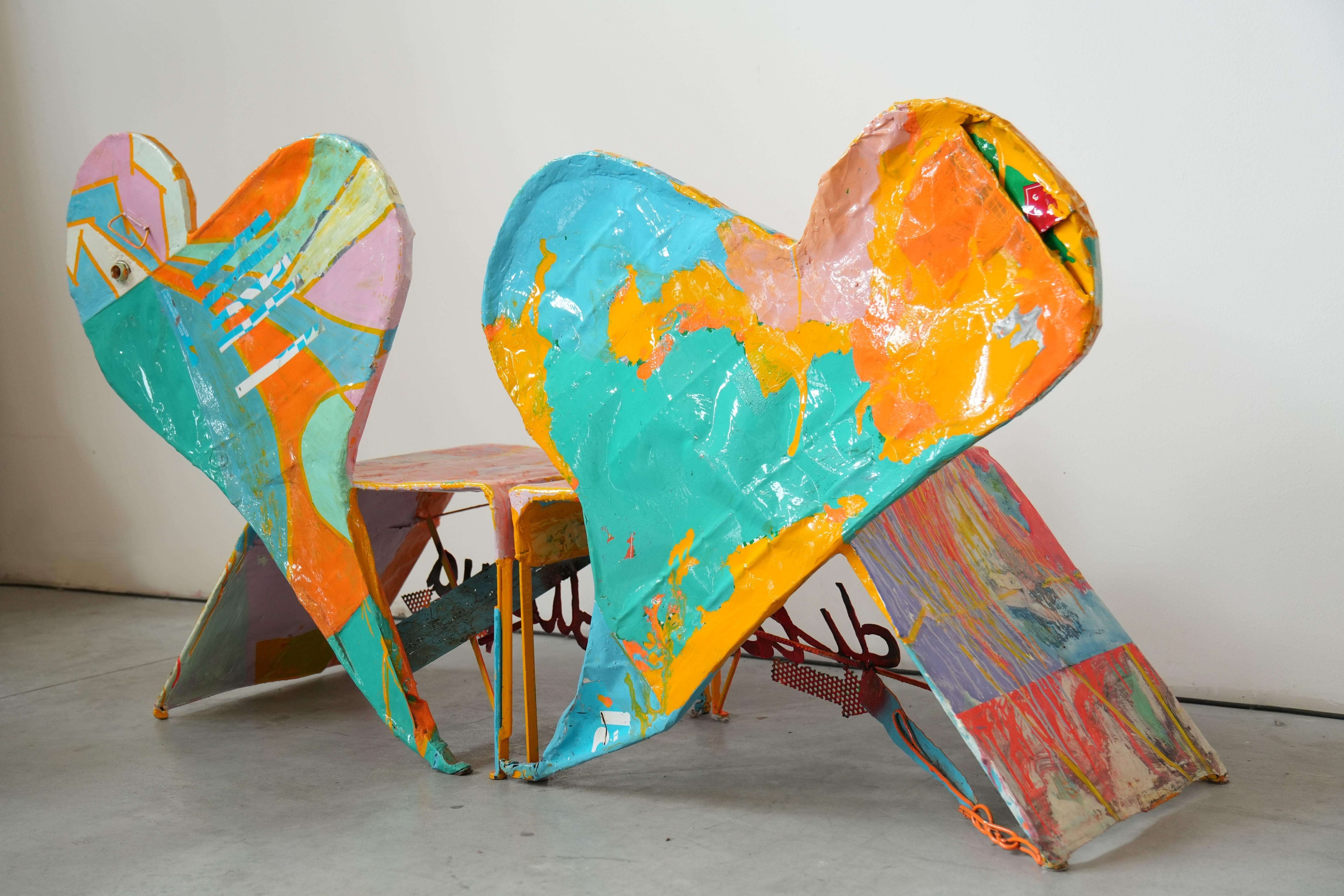 Guido Coletti Sillas modulares escultóricas (1995) - Collage abstracto en forma de corazón en venta 3
