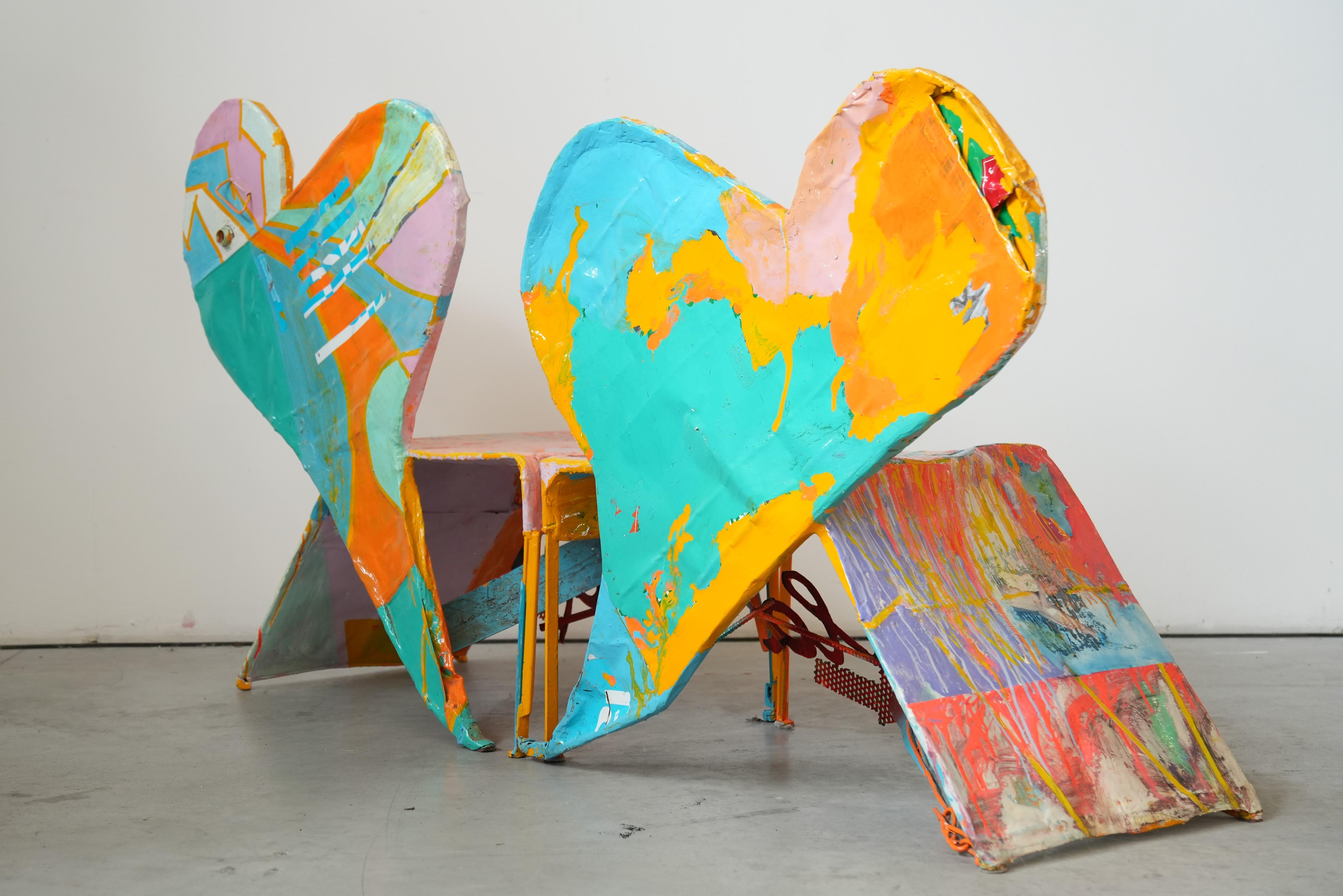 Guido Coletti Sillas modulares escultóricas (1995) - Collage abstracto en forma de corazón en venta 9