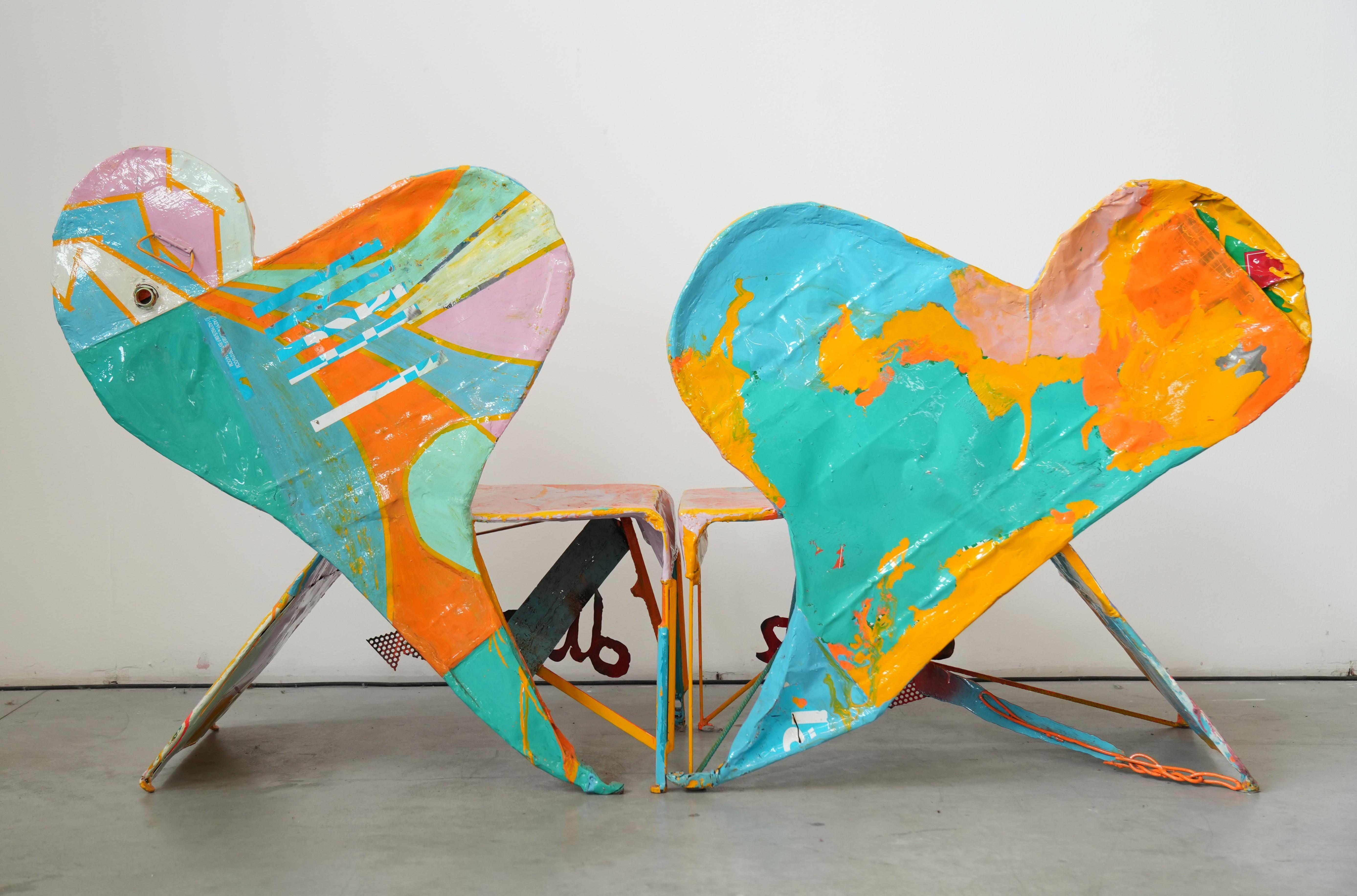 Guido Coletti Sillas modulares escultóricas (1995) - Collage abstracto en forma de corazón en venta 1
