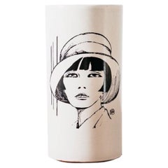 Guido Crepax " Valentina" Vase In Ceramic Cotto Veneto , 1970s Design Art