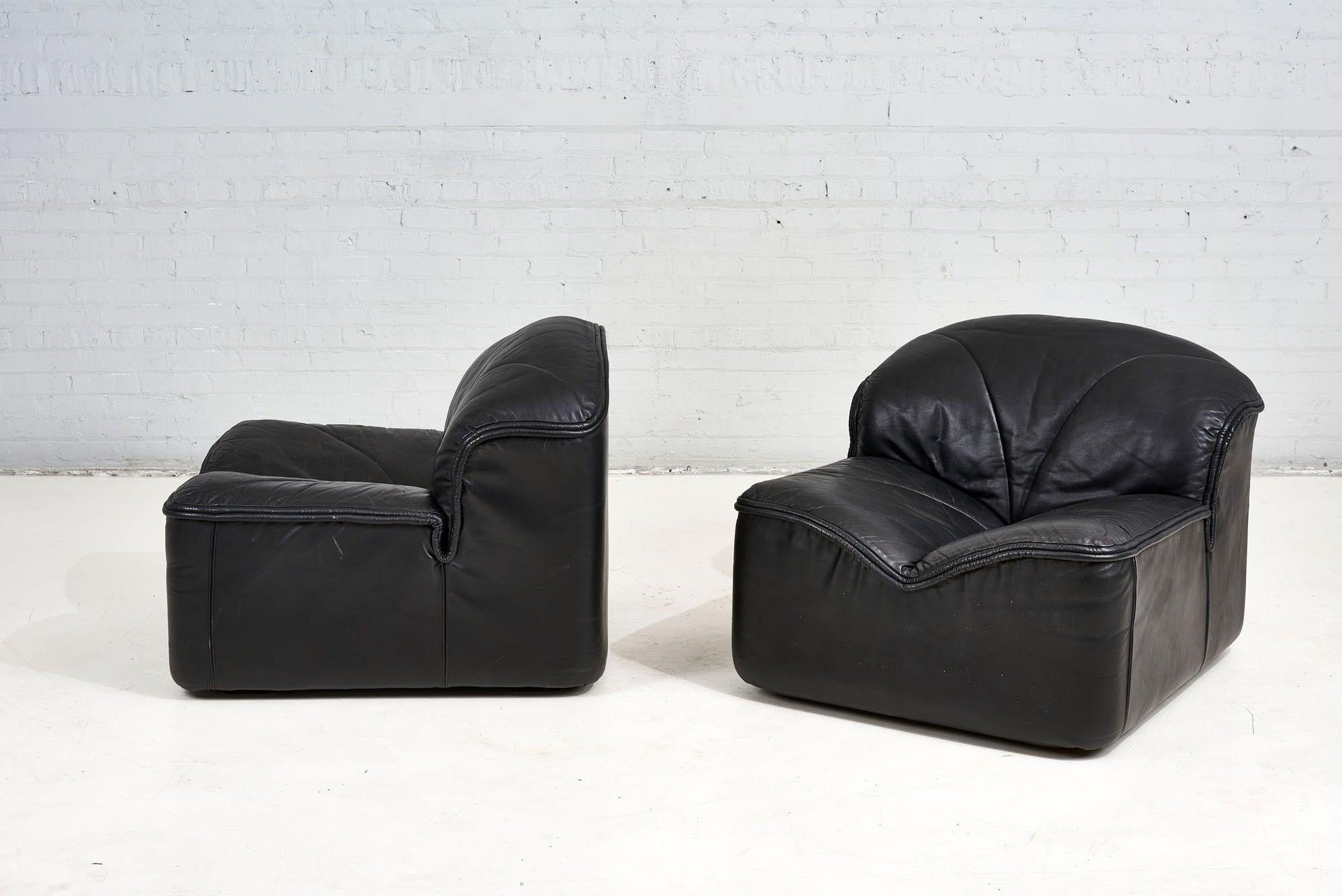 Postmoderne Chaises longues en cuir noir Guido Faleschini Mariani pour Pace en vente