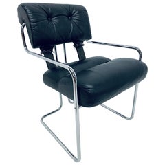 Guido Faleschini Black Leather "Tucroma" Dining or Desk Chair for Pace