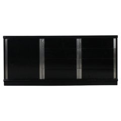 Used Guido Faleschini Chest of Drawers in Black Lacquered Wood and Steel 1970s Italy