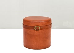 Guido Faleschini Puf de cuero coñac de i4 Mariani y Hermès, Italia - Años 70