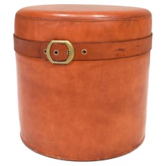 Guido Faleschini cognac leather Pouf by i4 Mariani and Hermès, Italy – 1970s