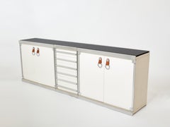 Guido Faleschini for Hermès Sideboard Cabinets Lacquered Steel Leather 1970s