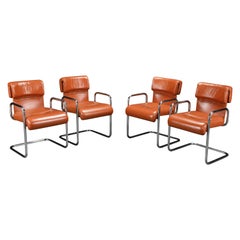 Guido Faleschini for i4 Mariani Cognac Leather Armchairs, 1970s Italy, Signed
