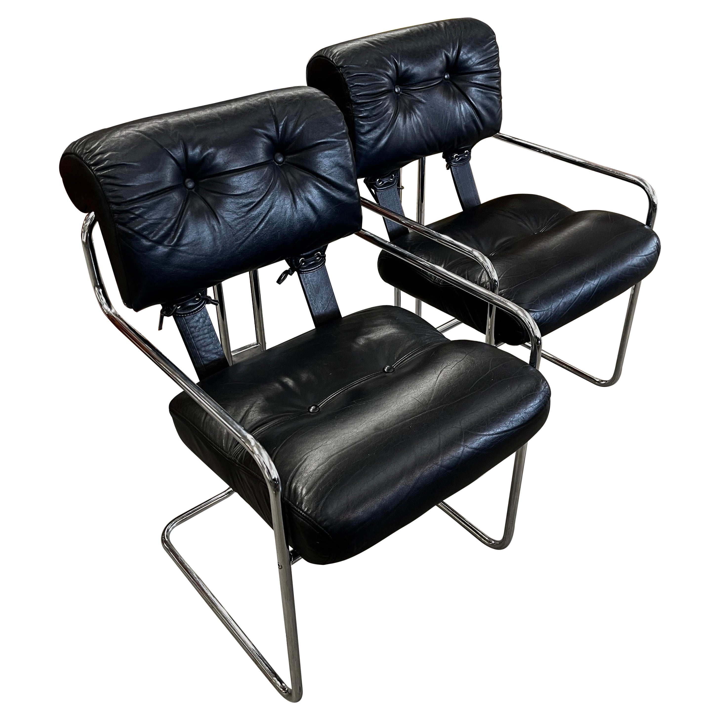 Guido Faleschini for i4 Mariani Pace Leather Tucroma Chairs