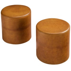 Guido Faleschini for i4 Mariani Pair of Stools in Cognac Leather