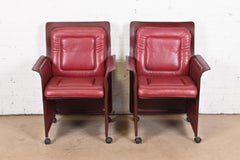 Guido Faleschini for I4 Mariani Postmodern Burgundy Italian Leather Armchairs