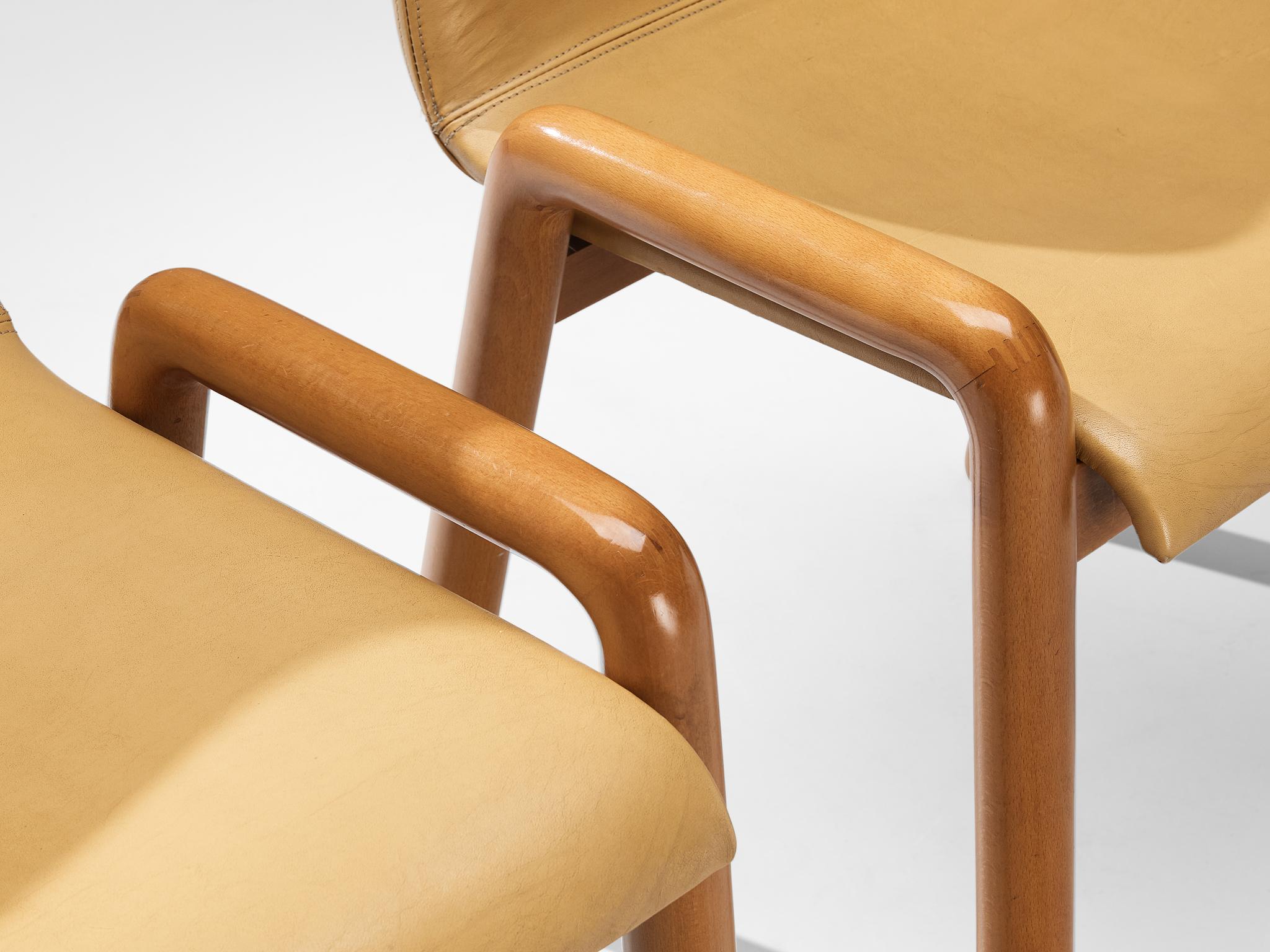 Italian Guido Faleschini for I4 Mariani Set of Six 'Dilos' Dining Chairs in Leather  For Sale