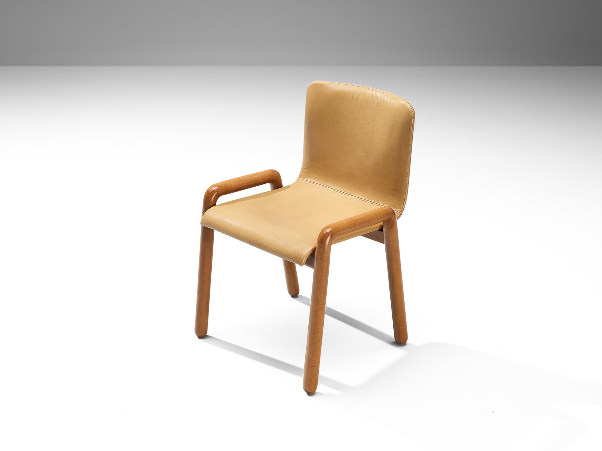 Guido Faleschini for I4 Mariani Set of Six 'Dilos' Dining Chairs in Leather  In Good Condition For Sale In Waalwijk, NL