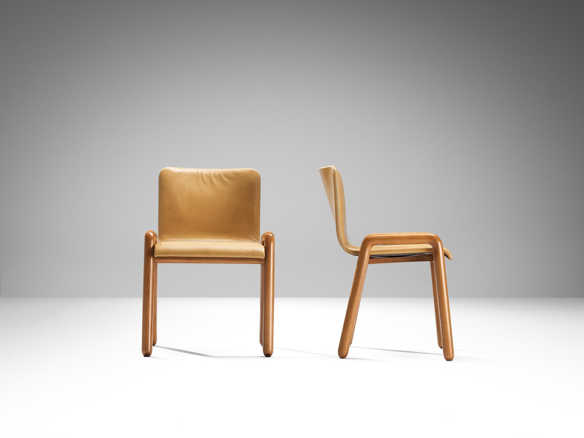 Guido Faleschini for I4 Mariani Set of Six 'Dilos' Dining Chairs in Leather  For Sale 1