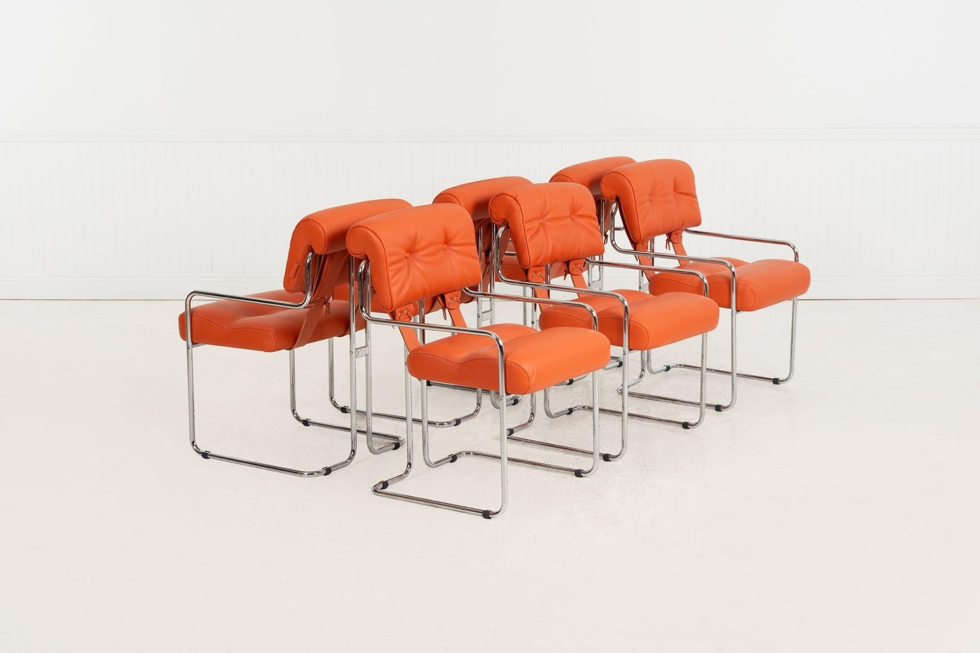 Mid-Century Modern Guido Faleschini pour i4 Mariani Chaises de salle à manger Tucroma, ensemble de six, Italie, 1971 en vente