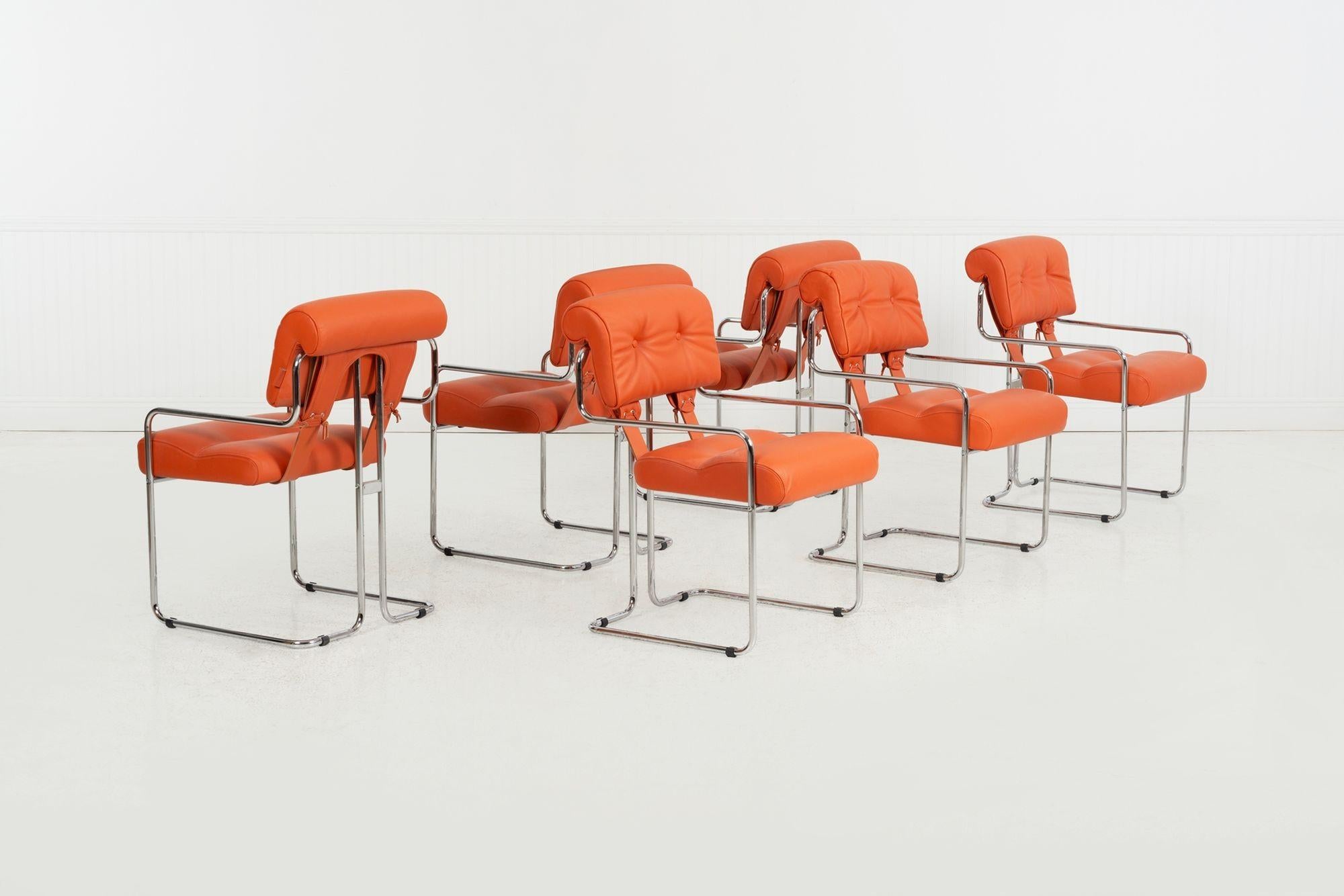 italien Guido Faleschini pour i4 Mariani Chaises de salle à manger Tucroma, ensemble de six, Italie, 1971 en vente