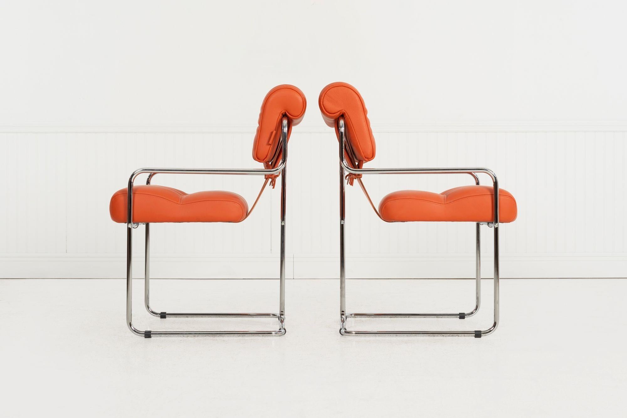 Cuir Guido Faleschini pour i4 Mariani Chaises de salle à manger Tucroma, ensemble de six, Italie, 1971 en vente