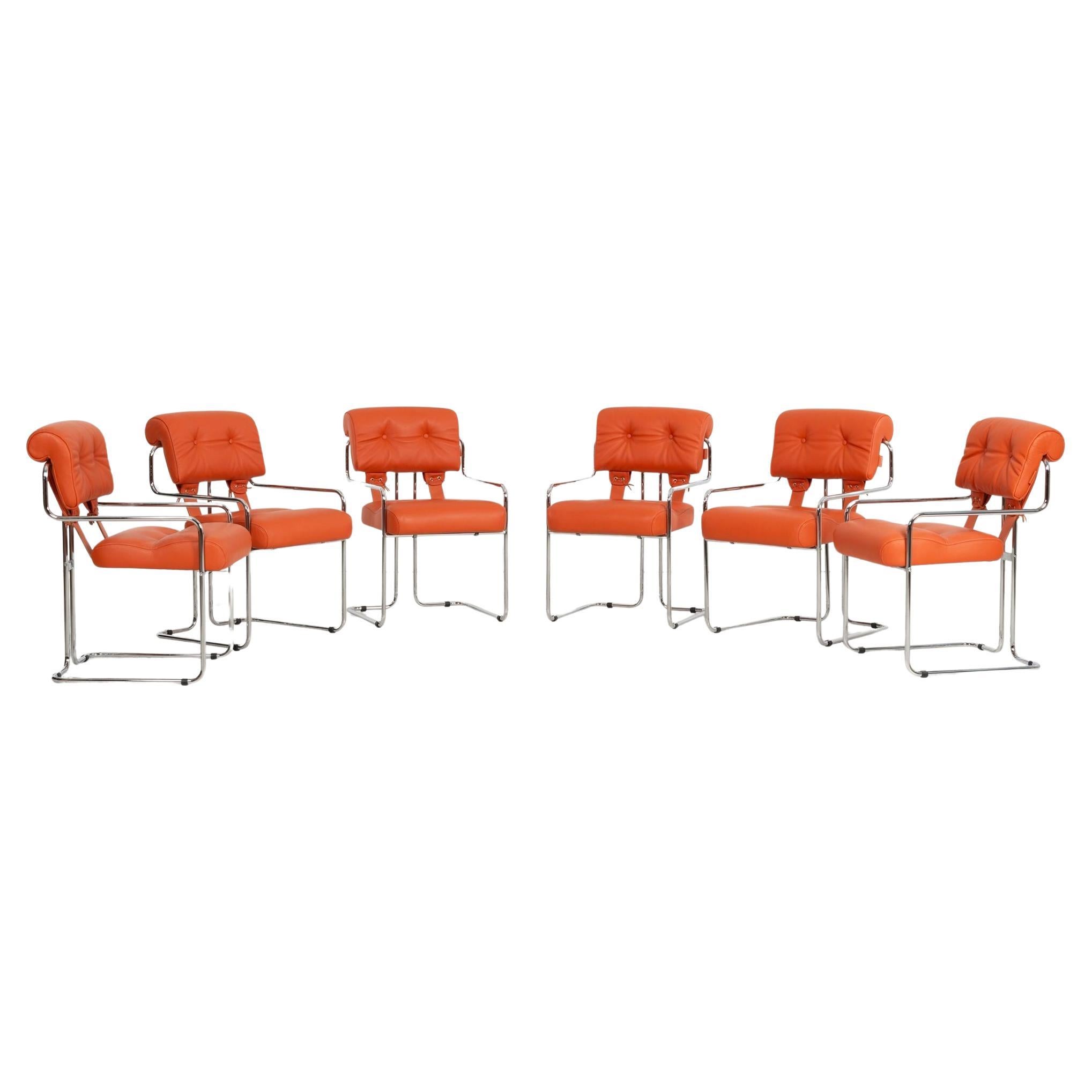 Guido Faleschini pour i4 Mariani Chaises de salle à manger Tucroma, ensemble de six, Italie, 1971 en vente