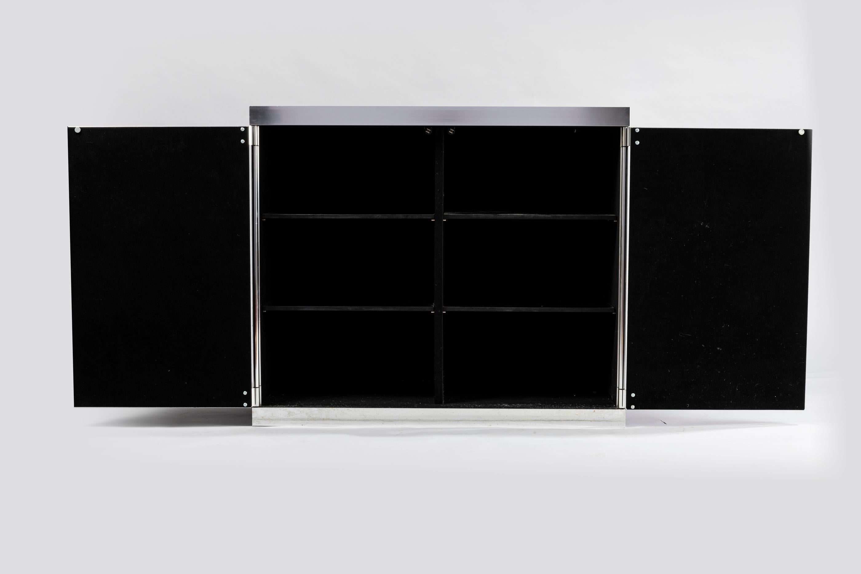 Stainless Steel Guido Faleschini for Mariani 3-Part Sideboard, 1970s