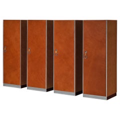 Vintage Guido Faleschini for Mariani Cabinets in Red Brown Leather 