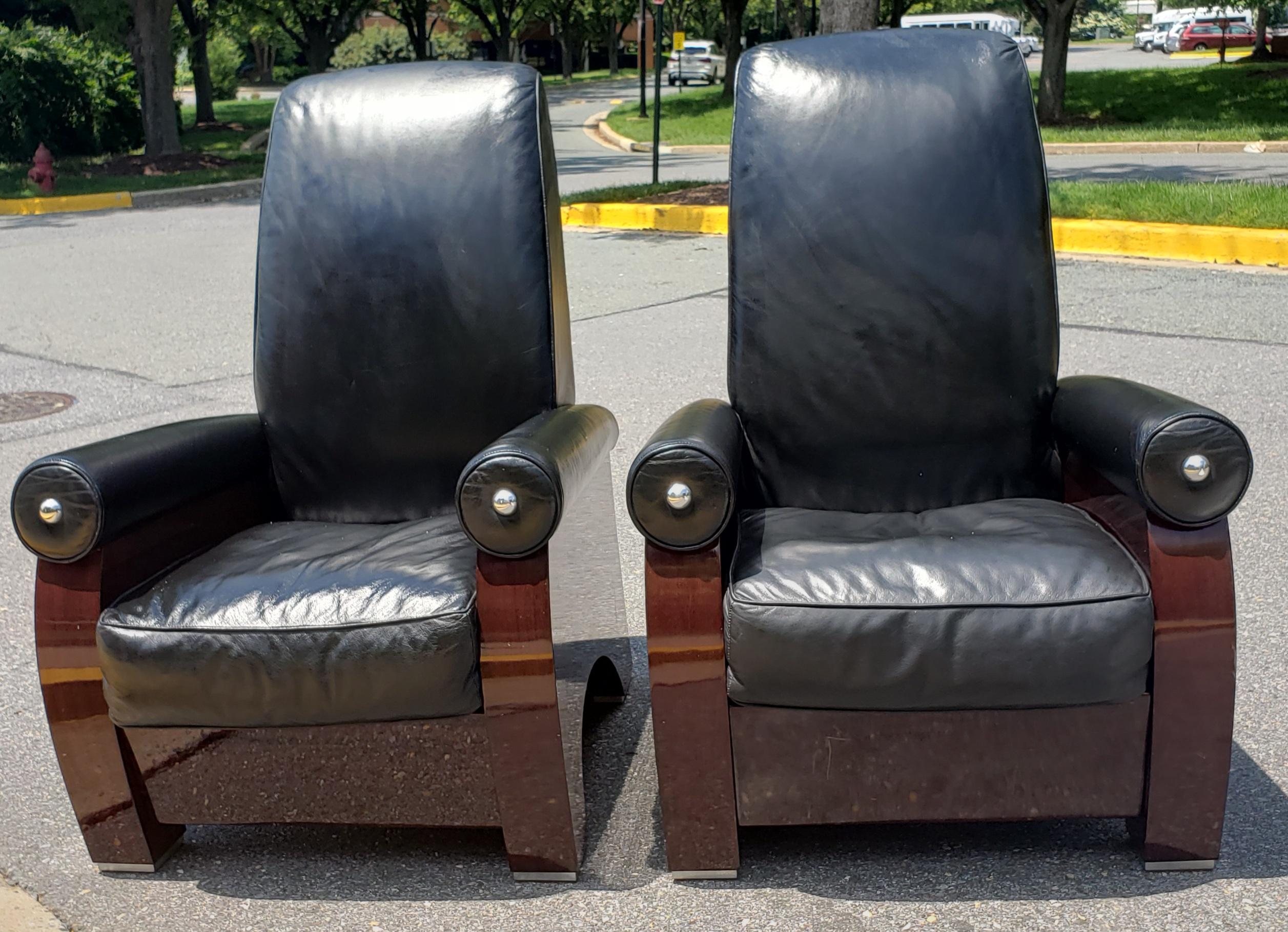 Mid-Century Modern Guido Faleschini for Mariani Italian Leather Lounge Chairs For Sale