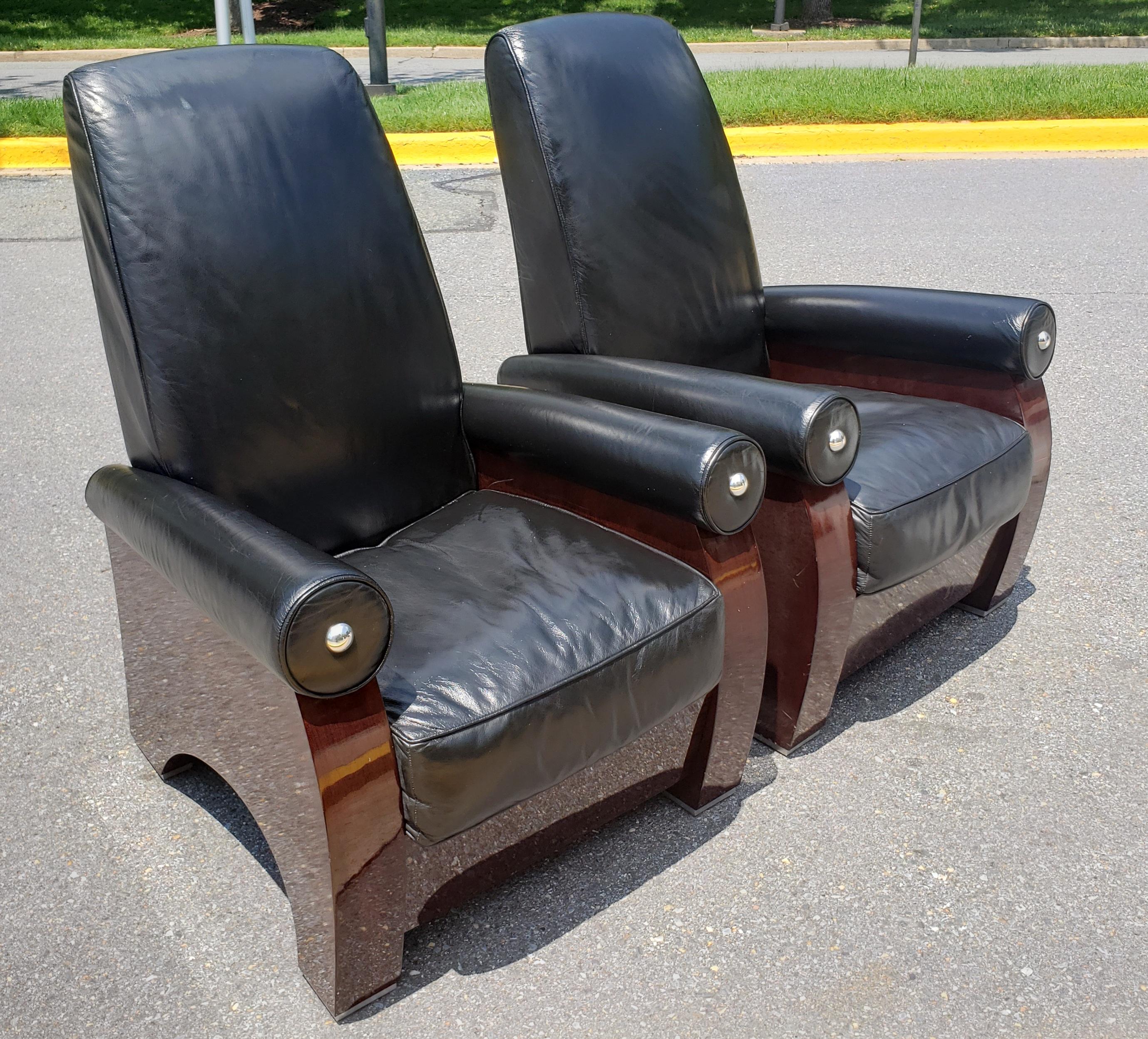 Guido Faleschini for Mariani Italian Leather Lounge Chairs In Good Condition For Sale In Germantown, MD