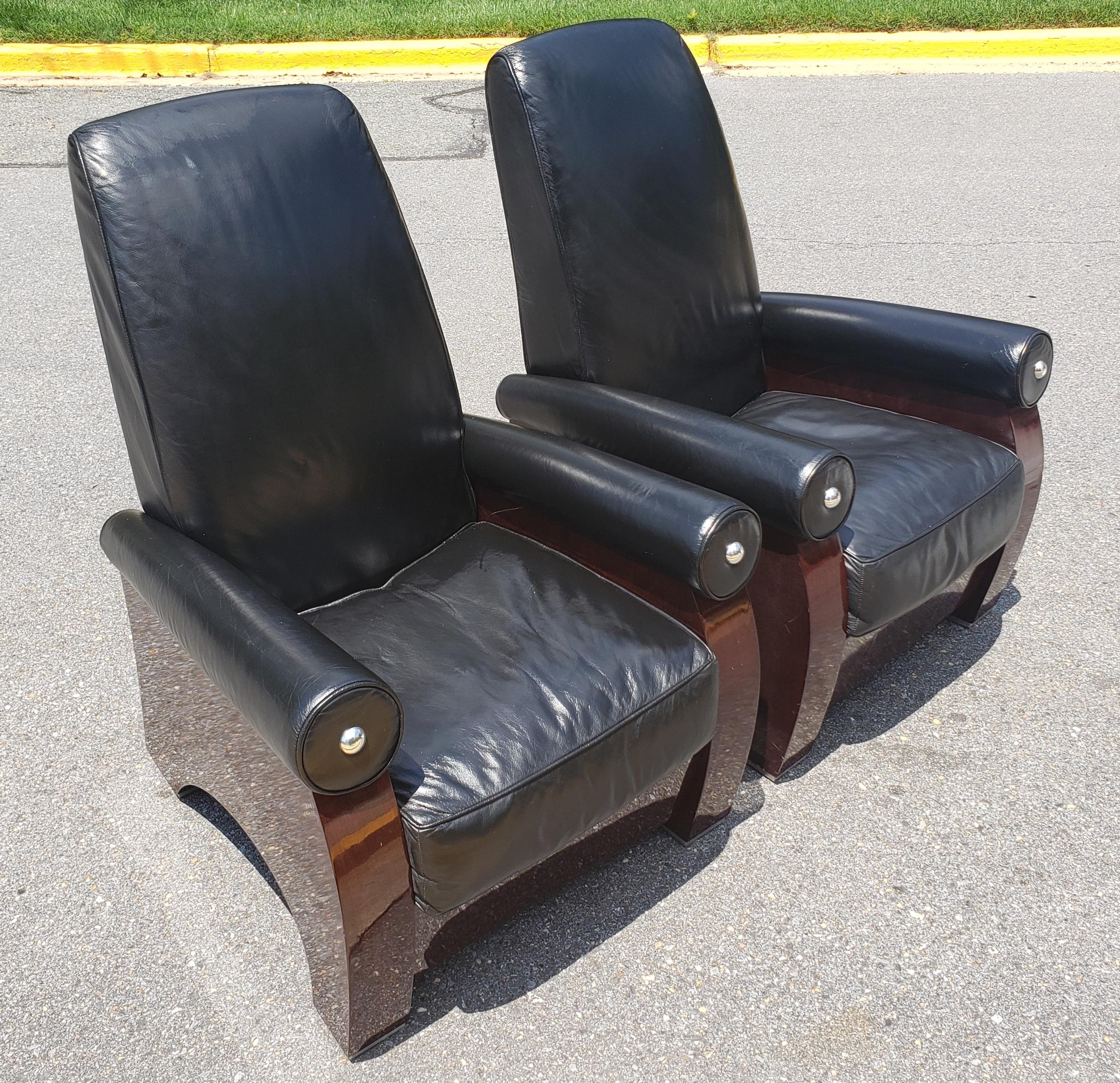 20th Century Guido Faleschini for Mariani Italian Leather Lounge Chairs For Sale