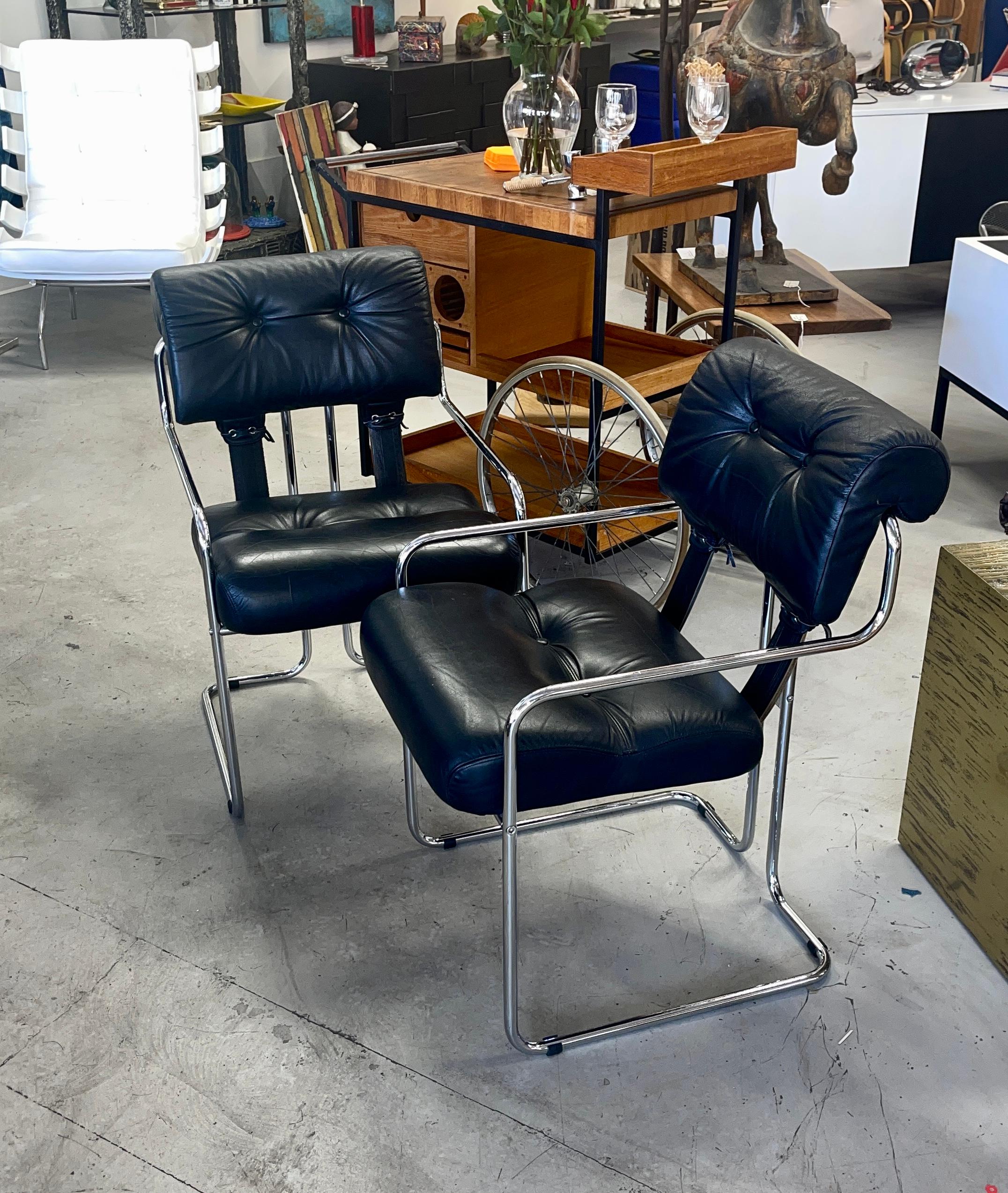 Hand-Crafted Guido Faleschini for Mariani Pace Leather Tucroma Chairs