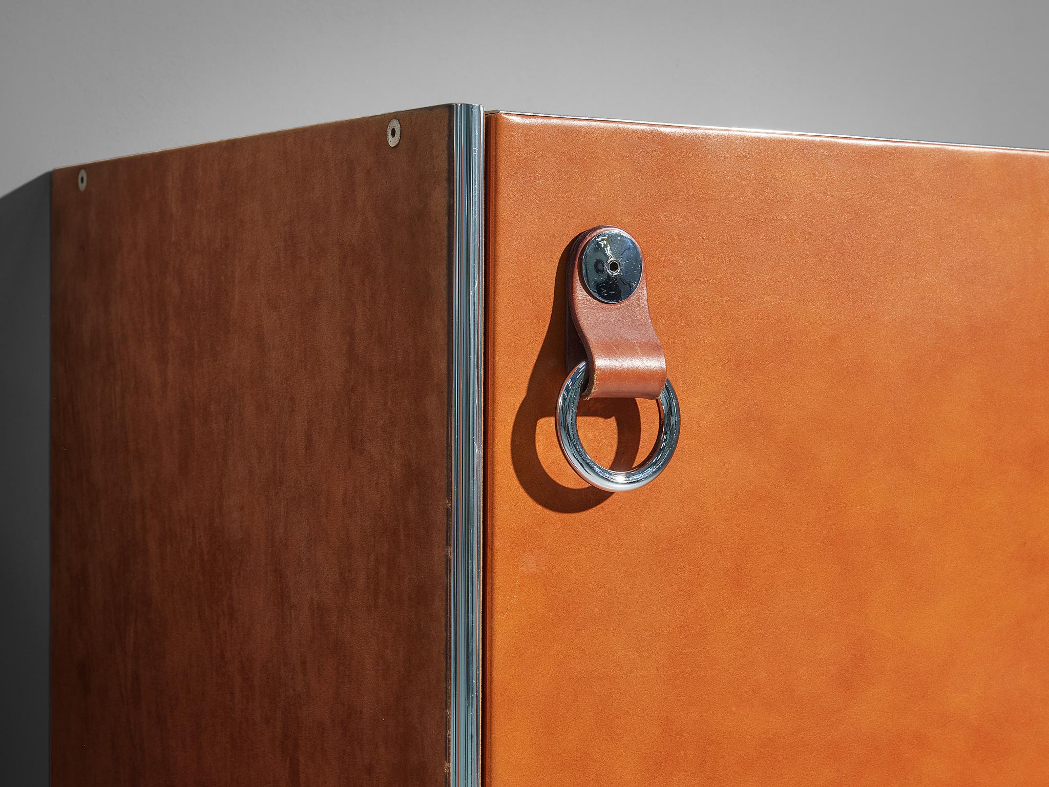 Post-Modern Guido Faleschini for Mariani Cabinets in Cognac Leather