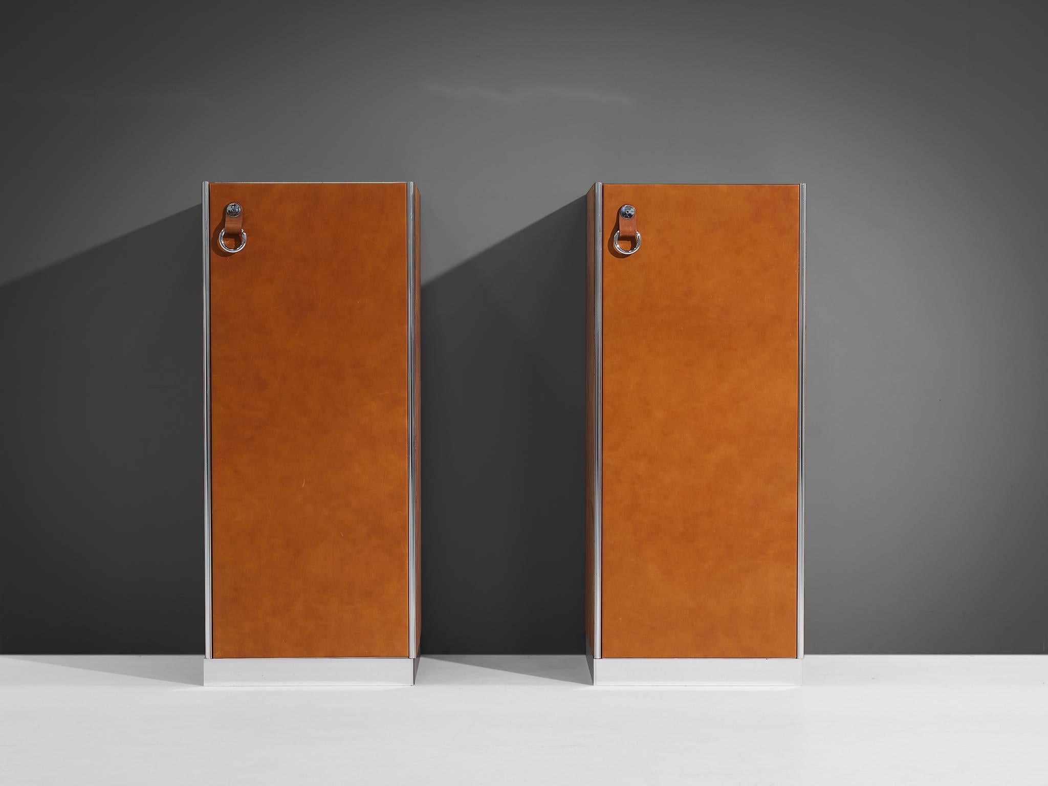 Guido Faleschini for Mariani Cabinets in Cognac Leather 1