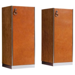 Guido Faleschini for Mariani Pair of Cabinets in Cognac Leather