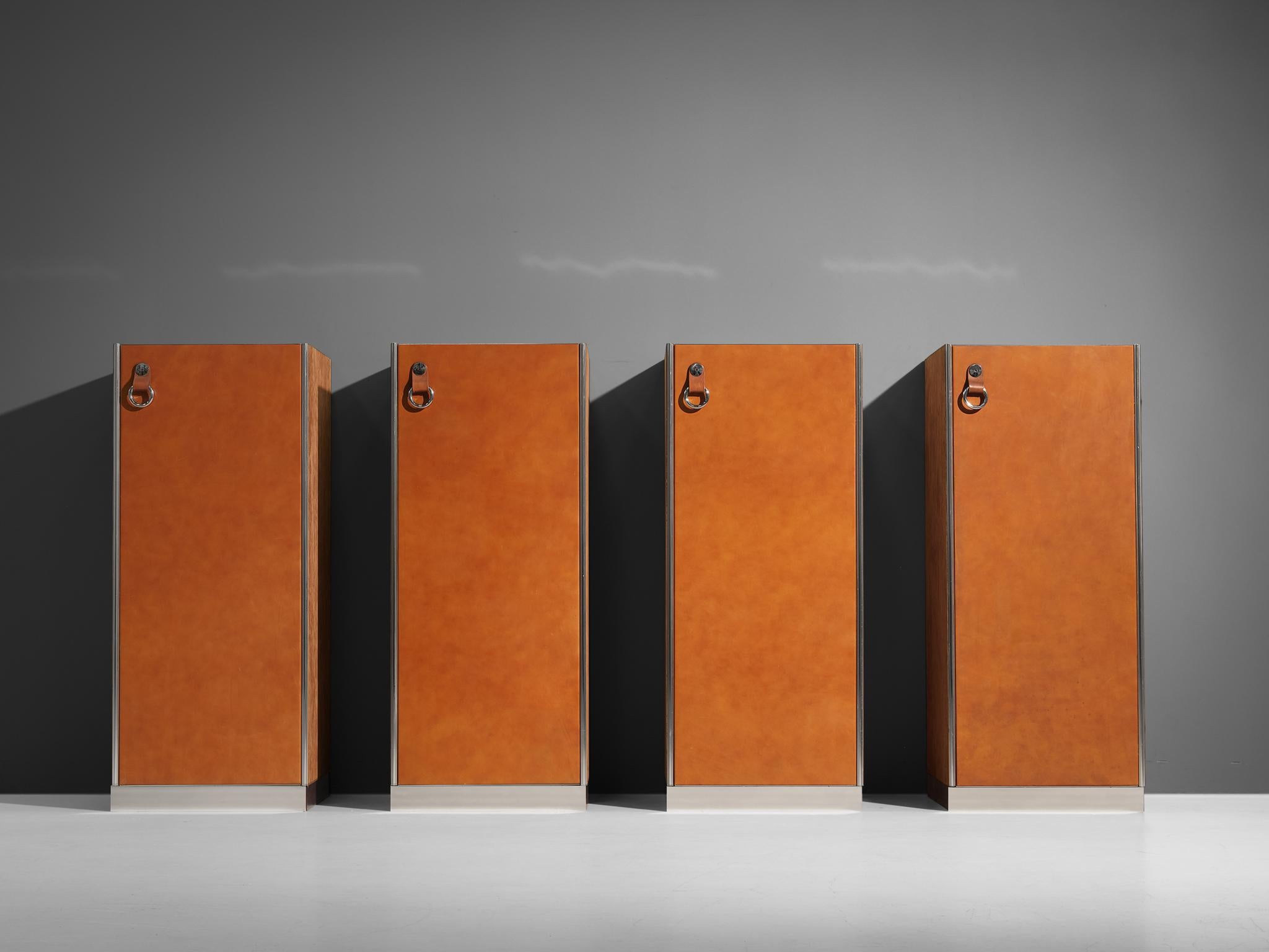 Guido Faleschini for Mariani Set of Four Cabinets in Cognac Leather 4