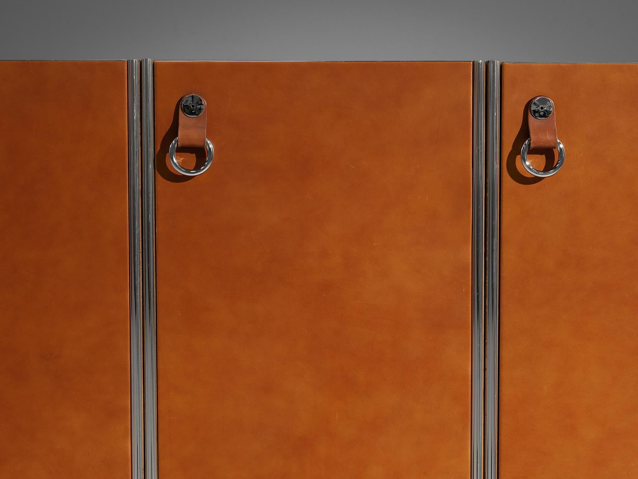 Guido Faleschini for Mariani Set of Four Cabinets in Cognac Leather 6