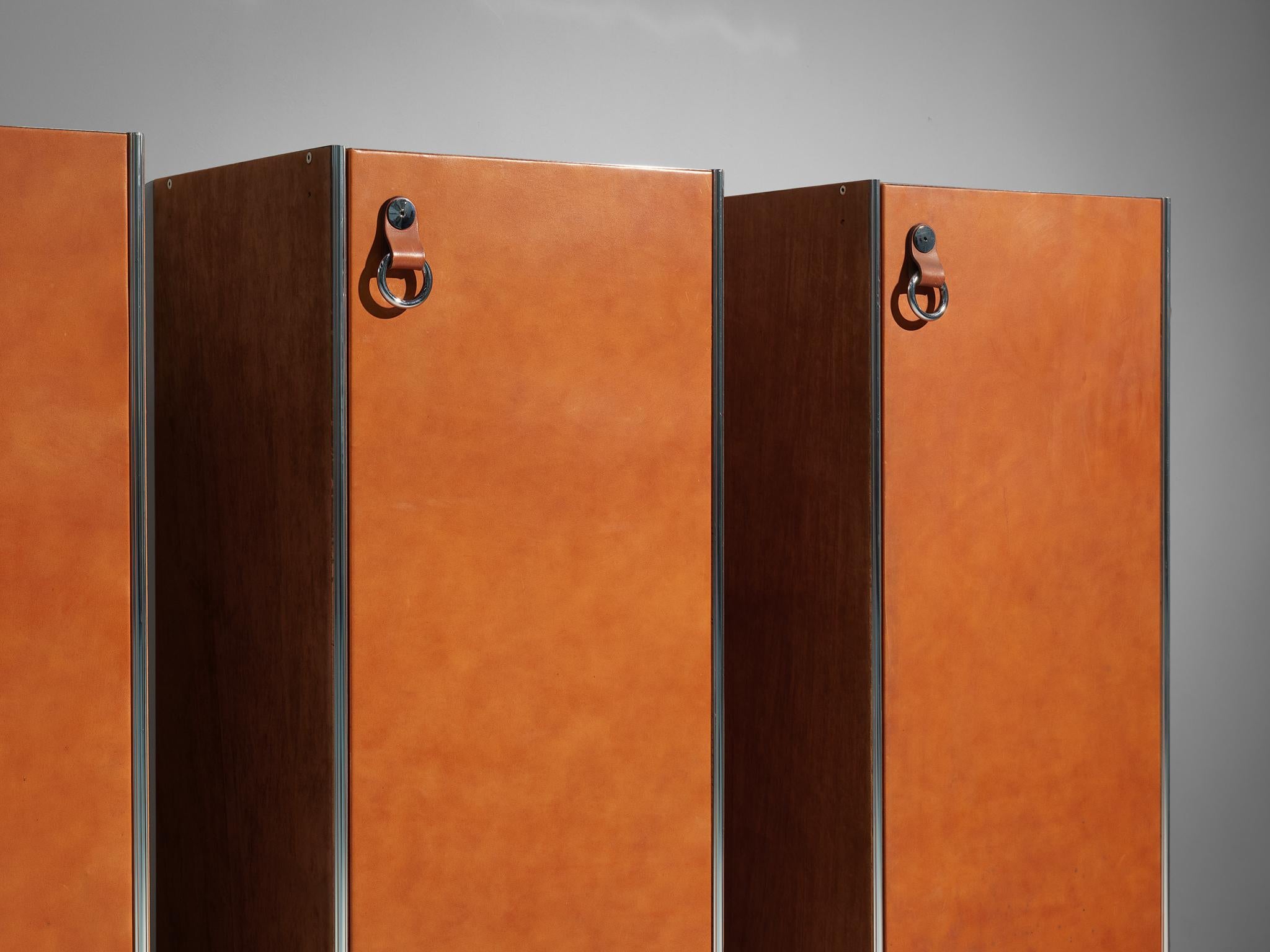 Guido Faleschini for Mariani Set of Four Cabinets in Cognac Leather 1