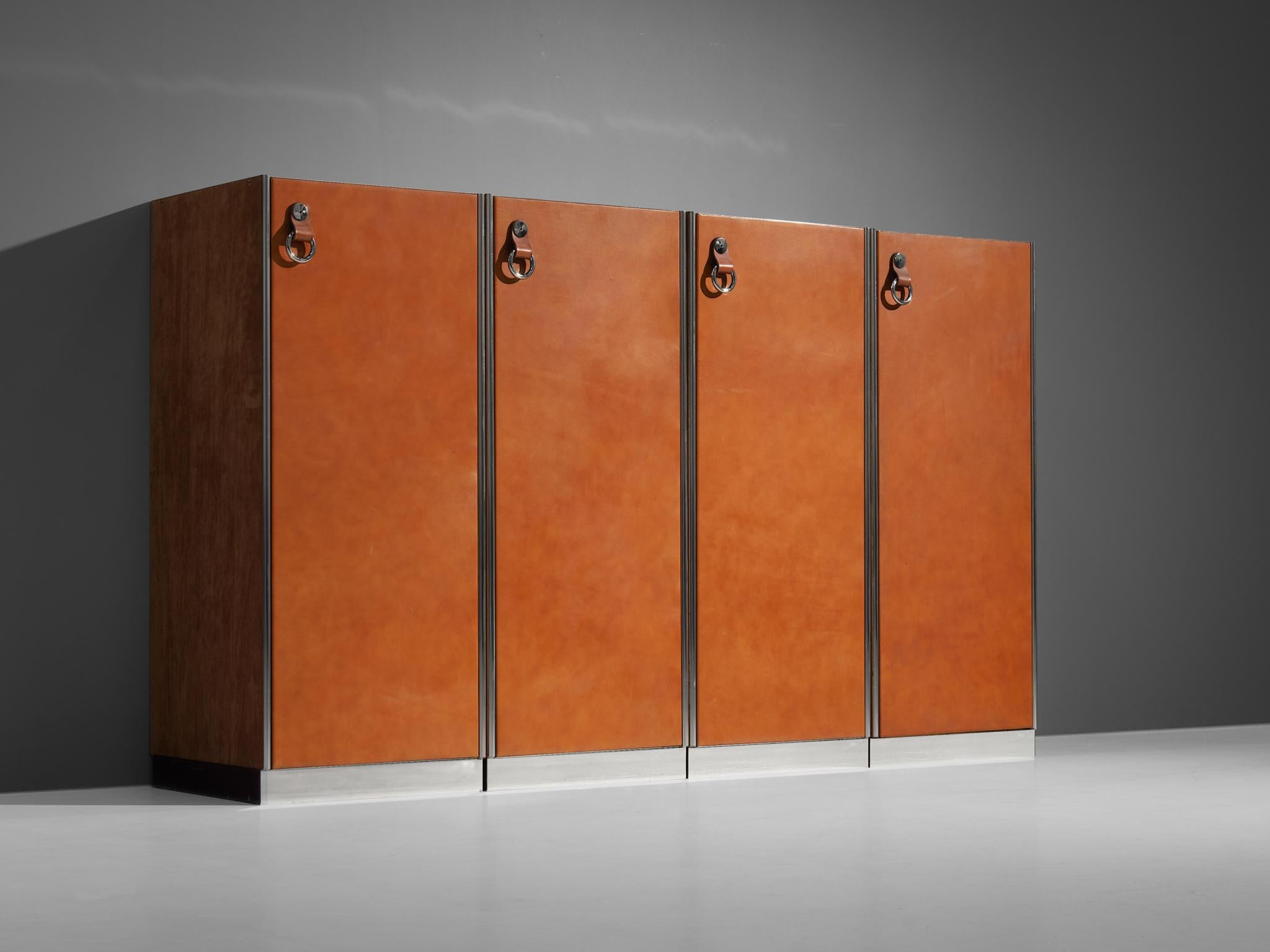 Guido Faleschini for Mariani Set of Four Cabinets in Cognac Leather 2