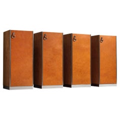 Guido Faleschini for Mariani Set of Four Cabinets in Cognac Leather