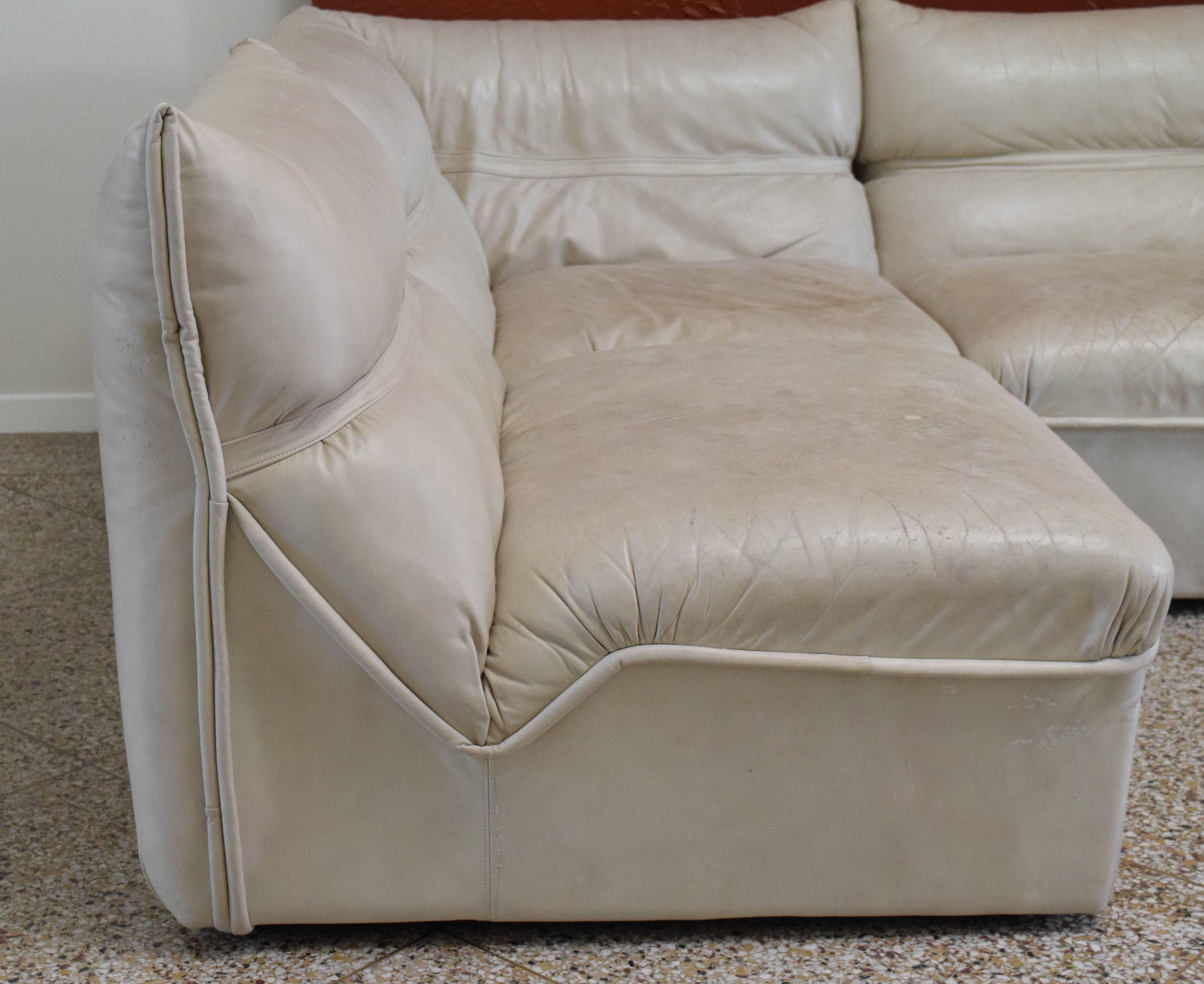 Leather Guido Faleschini for the Pace Collection Sectional Sofa For Sale
