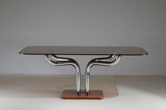 Guido Faleschini Iconic Italian Chrome and Smoked Glass Table, 1970s