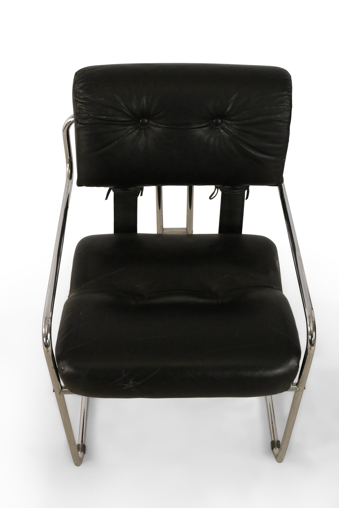 Guido Faleschini / Mariani for Pace Mid-Century Italian Black Leather and Chrome 4