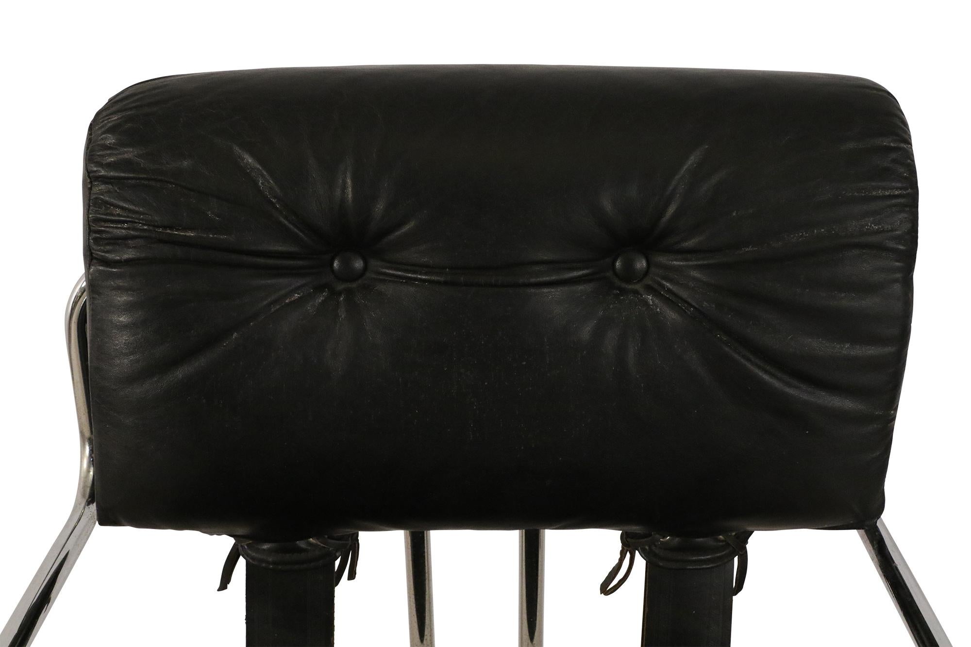 Guido Faleschini / Mariani for Pace Mid-Century Italian Black Leather and Chrome 5