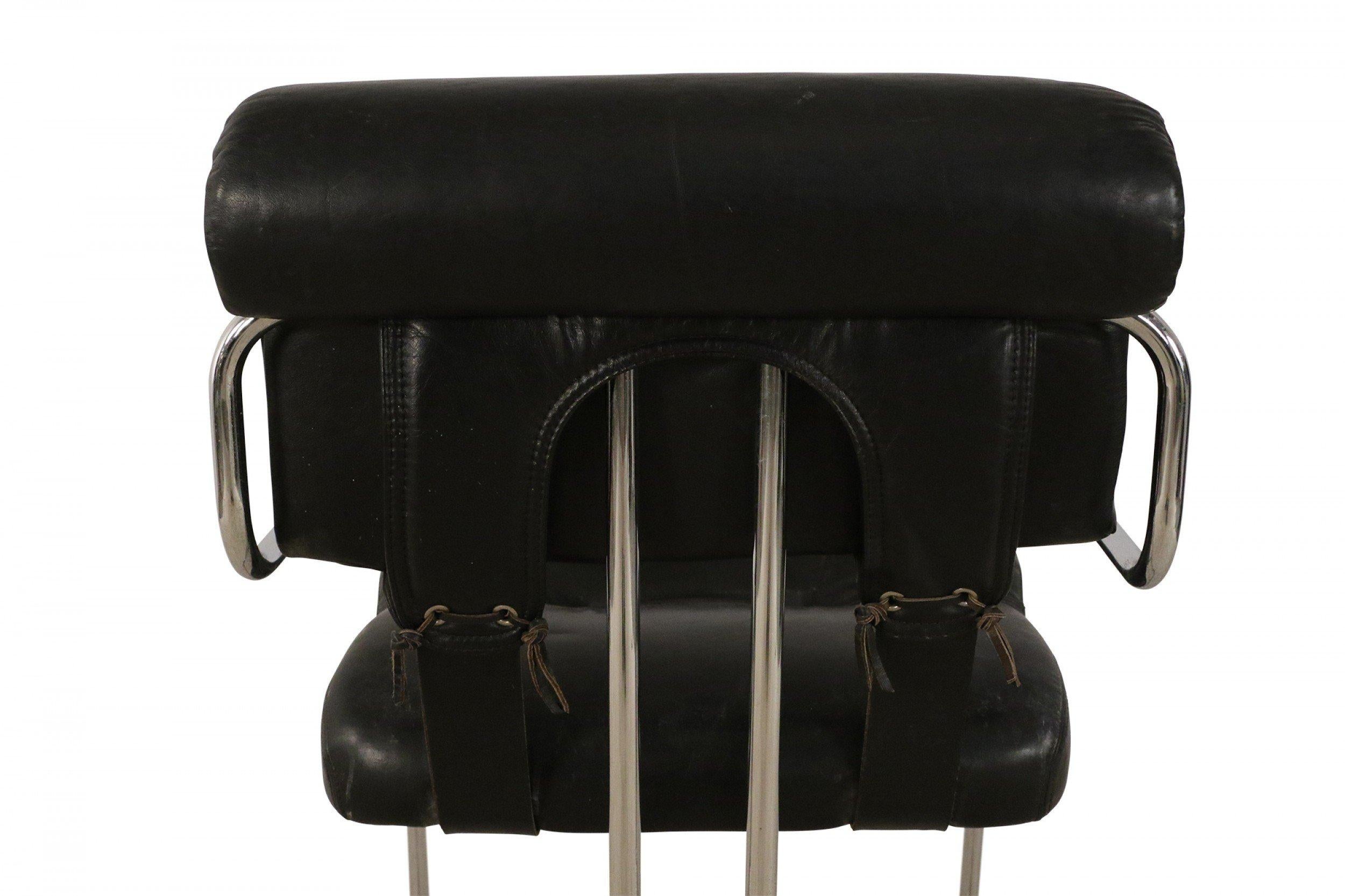 Guido Faleschini / Mariani for Pace Mid-Century Italian Black Leather and Chrome 6