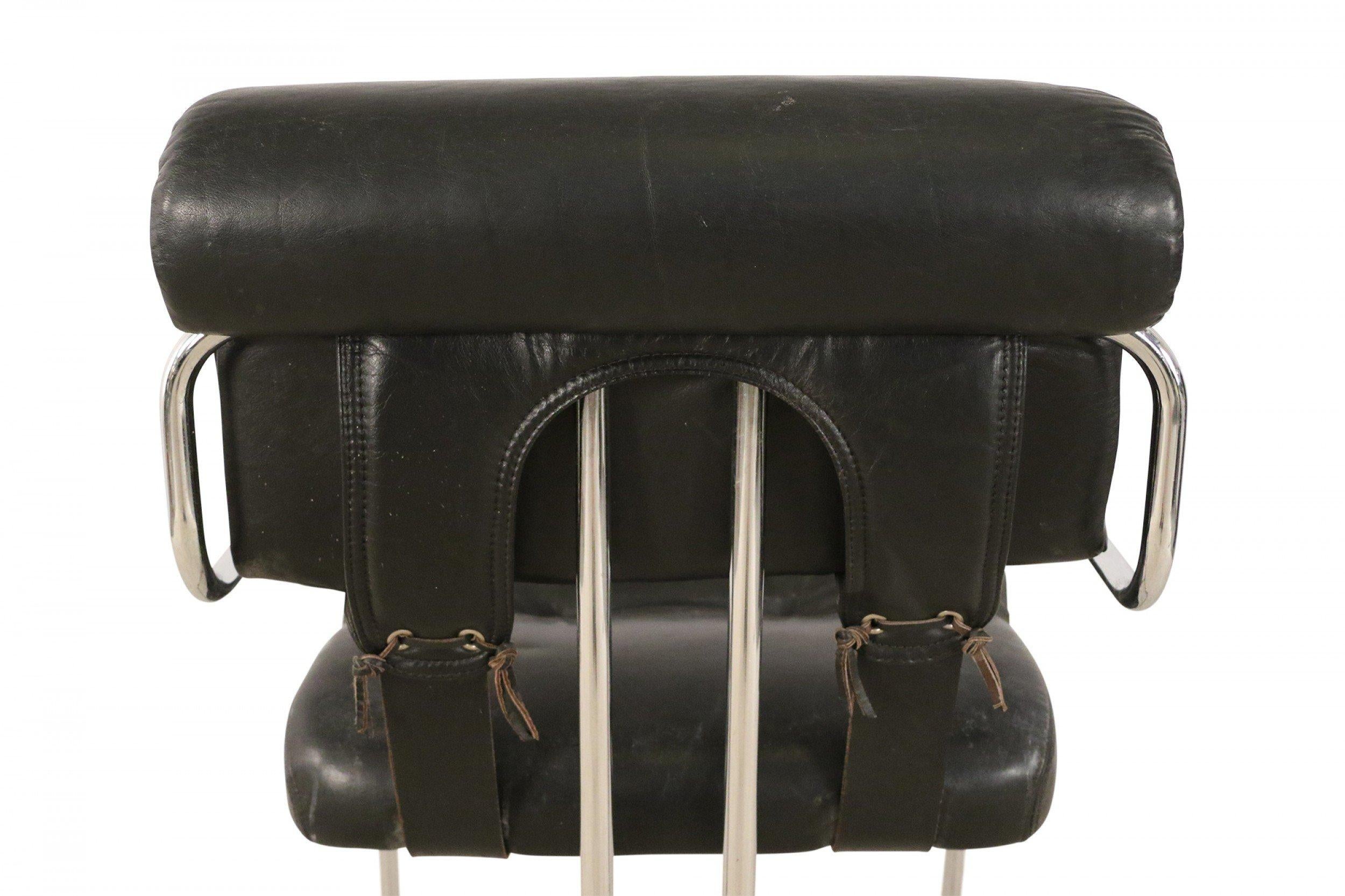 Guido Faleschini / Mariani for Pace Mid-Century Italian Black Leather and Chrome 7