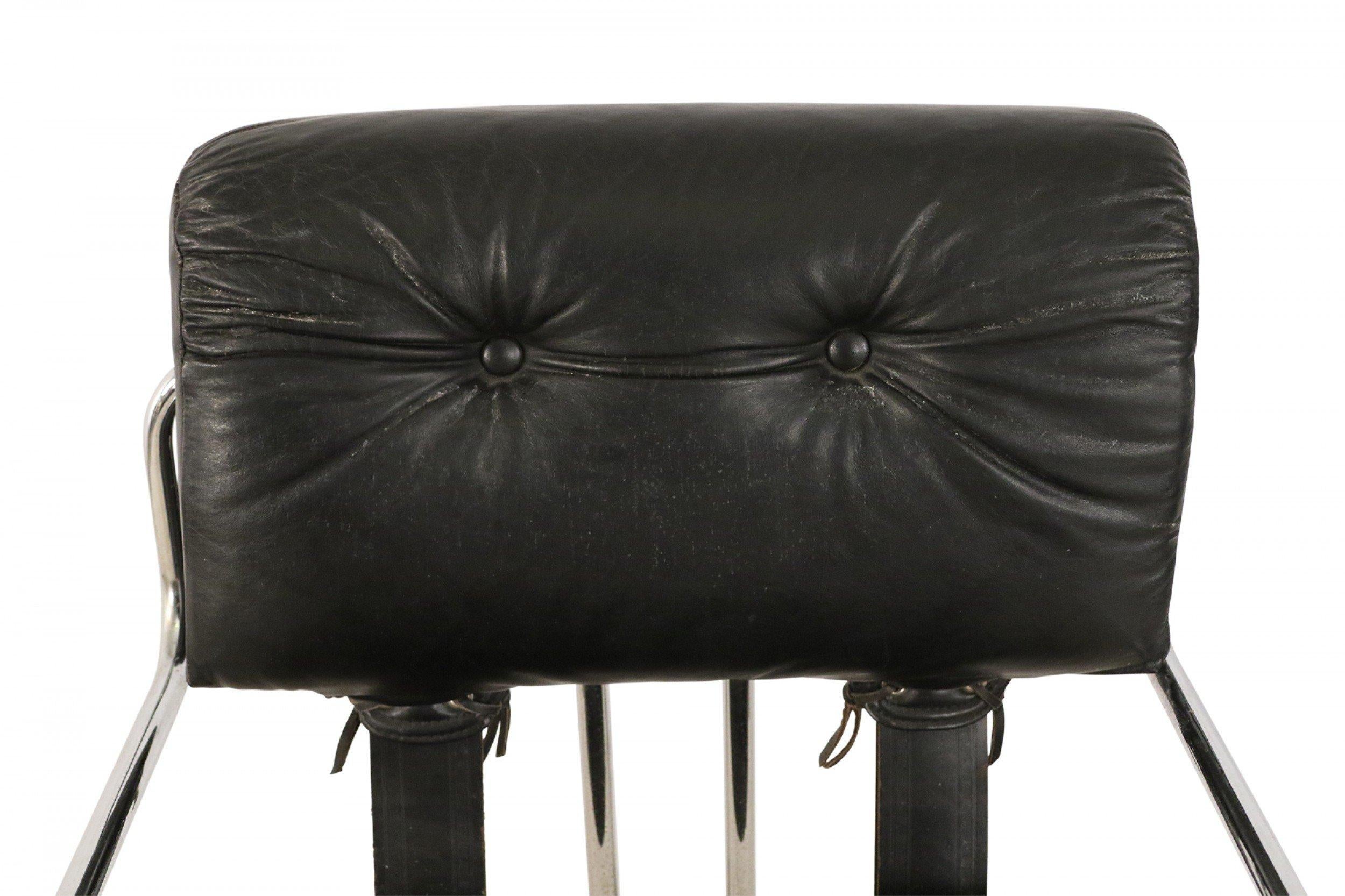 Guido Faleschini / Mariani for Pace Mid-Century Italian Black Leather and Chrome 9