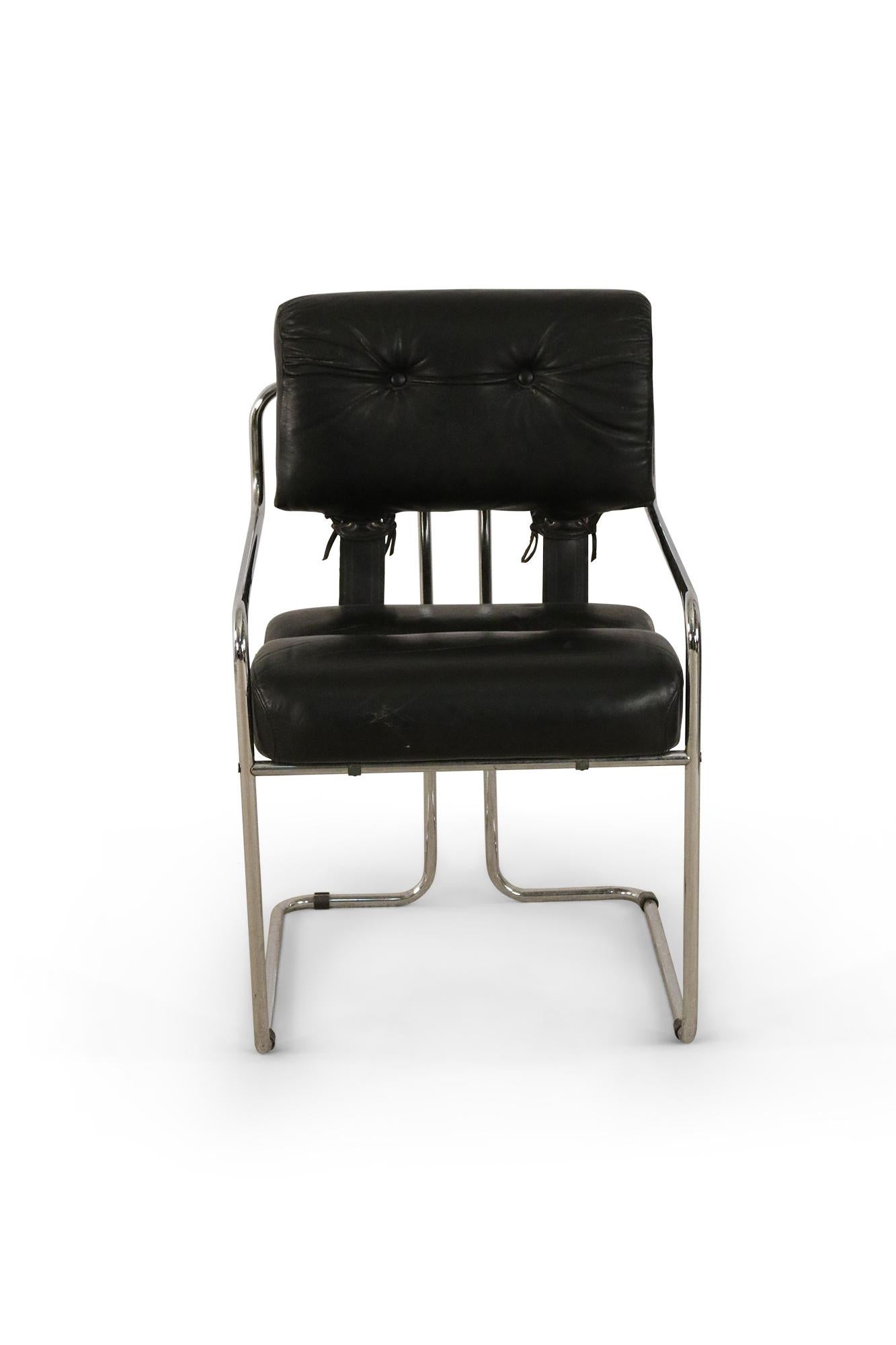 Guido Faleschini / Mariani for Pace Mid-Century Italian Black Leather and Chrome 3